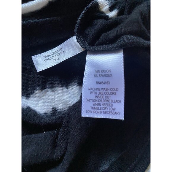 CALVIN KLEIN Maxi Skirt Tie Dye Stretch Pull-On Long Boho Womens M Black White - Picture 4 of 7